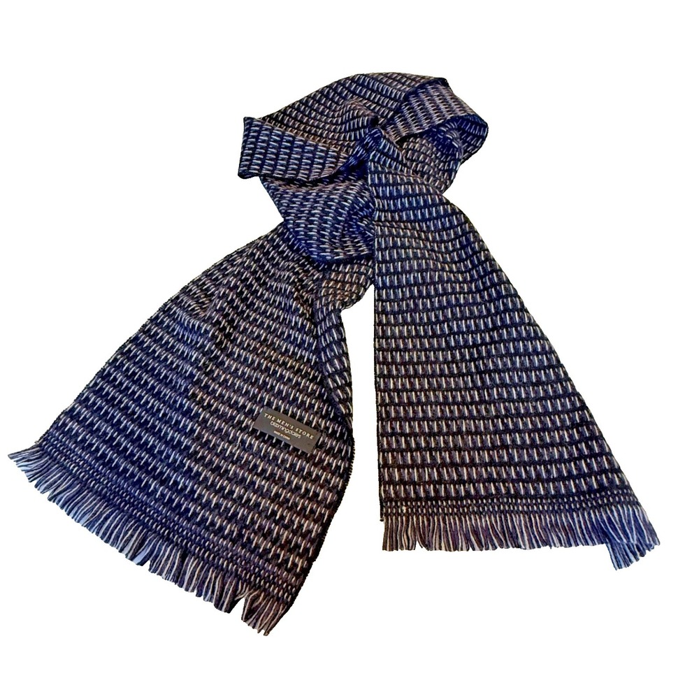 Bloomingdale's The Men's Store Cashmere/Wool Blend Neck Scarf Black/White Fringe